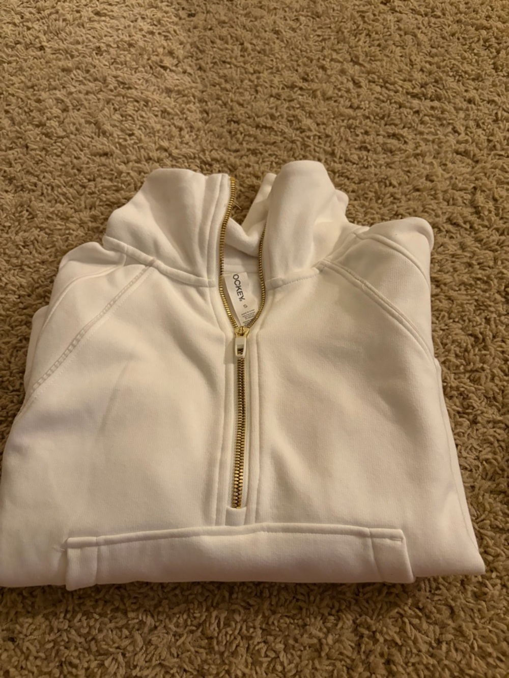 Jockey White Hoodie with Gold Zipper